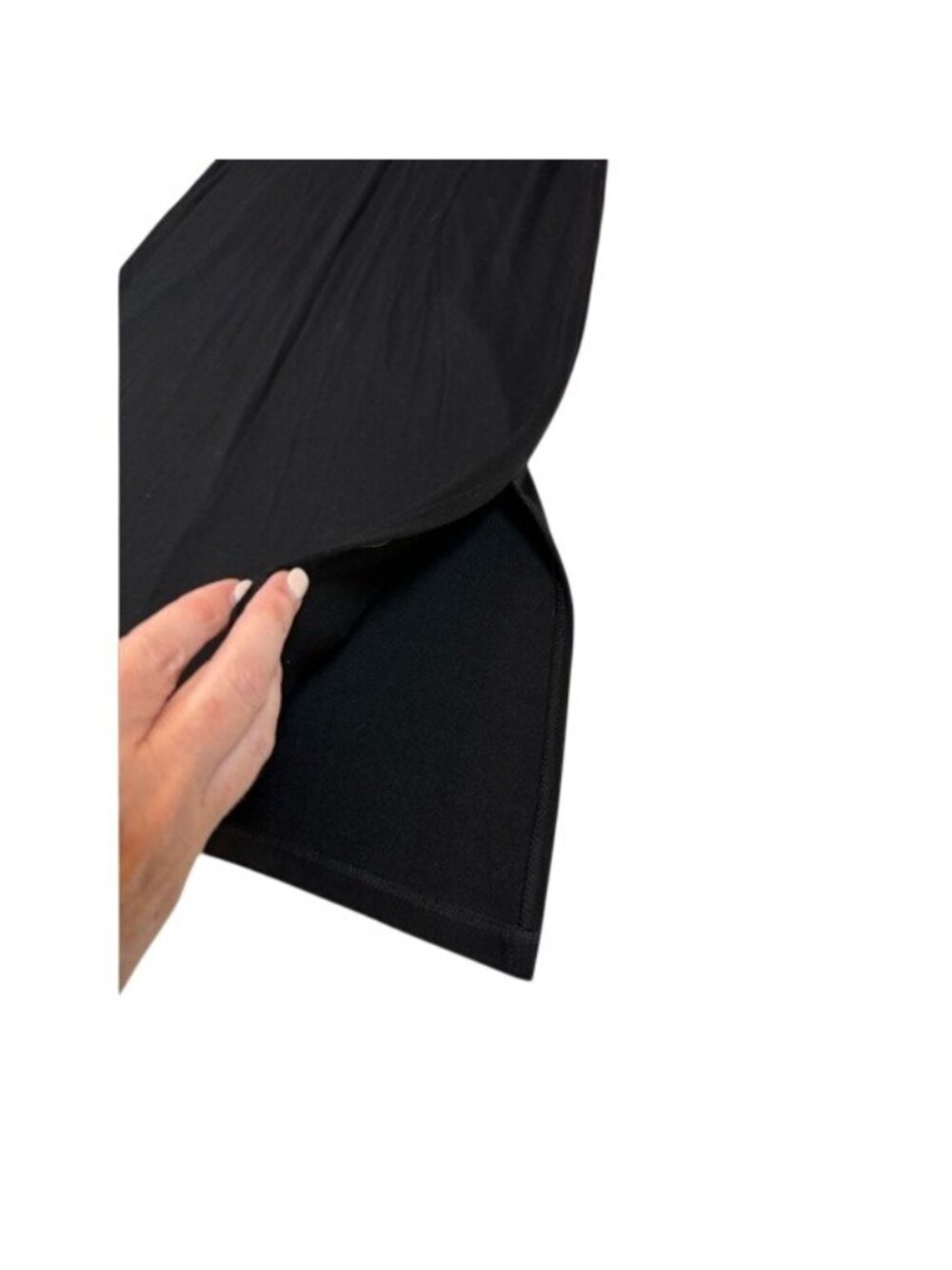 Savvi medium Black Midi Skirt W/ Side Slit Stretch high waist (CC1044) - Picture 9 of 11